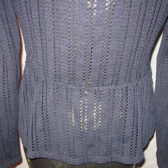 BCBG MAX AZARIA Crochet Crossover S Cut Out V Neck Navy Blue Sweater Top… - Picture 5 of 6